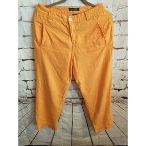 Ralph Lauren Capri Cropped Pants Women's Size 4 Small 29 x 26 Crop Orange Linen